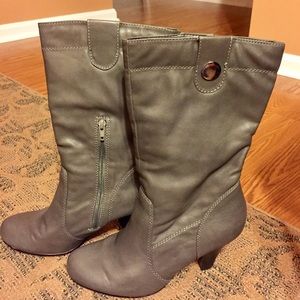 Taupe/Gray Mid-Calf Dress boots